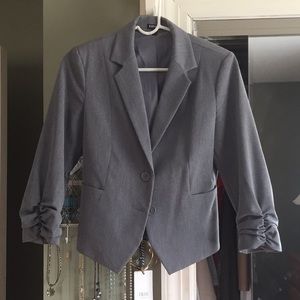 Express gray Blazer with ruffled sleeves